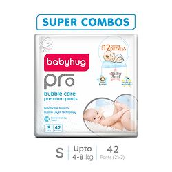 Babyhug Pro Bubble Care Premium Pant Style Diaper Small Size Pack of 2- 42Pieces - Small White