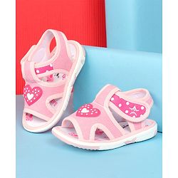Cute Walk by Babyhug Sandals with Velcro Closure & Heart Applique - Pink