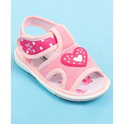 Cute Walk by Babyhug Sandals with Velcro Closure & Heart Applique - Pink