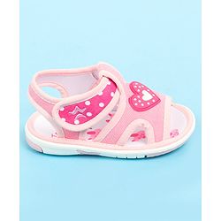 Cute Walk by Babyhug Sandals with Velcro Closure & Heart Applique - Pink