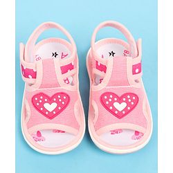 Cute Walk by Babyhug Sandals with Velcro Closure & Heart Applique - Pink