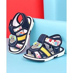 Cute Walk by Babyhug Velcro Closure Sandals with Elephant Applique - Blue