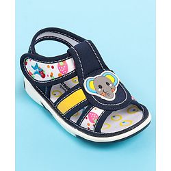 Cute Walk by Babyhug Velcro Closure Sandals with Elephant Applique - Blue