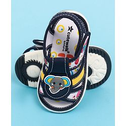 Cute Walk by Babyhug Velcro Closure Sandals with Elephant Applique - Blue