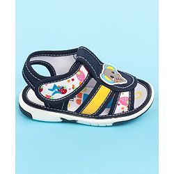 Cute Walk by Babyhug Velcro Closure Sandals with Elephant Applique - Blue