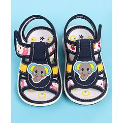 Cute Walk by Babyhug Velcro Closure Sandals with Elephant Applique - Blue