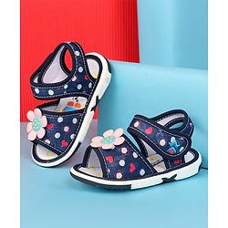 Cute Walk by Babyhug Velcro Closure Sandals with Floral Applique - Blue