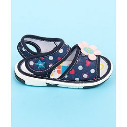 Cute Walk by Babyhug Velcro Closure Sandals with Floral Applique - Blue