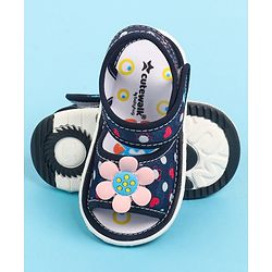 Cute Walk by Babyhug Velcro Closure Sandals with Floral Applique - Blue