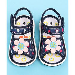 Cute Walk by Babyhug Velcro Closure Sandals with Floral Applique - Blue