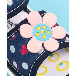 Cute Walk by Babyhug Velcro Closure Sandals with Floral Applique - Blue