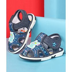 Cute Walk by Babyhug Sandals with Velcro Closure & Dog Applique - Blue