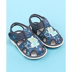 Cute Walk by Babyhug Sandals with Velcro Closure & Dog Applique - Blue