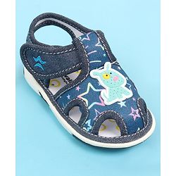Cute Walk by Babyhug Sandals with Velcro Closure & Dog Applique - Blue