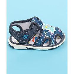 Cute Walk by Babyhug Sandals with Velcro Closure & Dog Applique - Blue