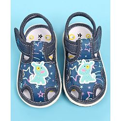 Cute Walk by Babyhug Sandals with Velcro Closure & Dog Applique - Blue