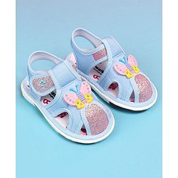Cute Walk by Babyhug Velcro Closure Sandals with Butterfly Applique - Blue