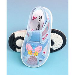 Cute Walk by Babyhug Velcro Closure Sandals with Butterfly Applique - Blue