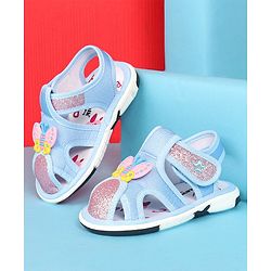 Cute Walk by Babyhug Velcro Closure Sandals with Butterfly Applique - Blue