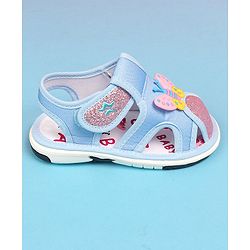 Cute Walk by Babyhug Velcro Closure Sandals with Butterfly Applique - Blue