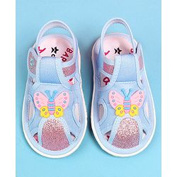 Cute Walk by Babyhug Velcro Closure Sandals with Butterfly Applique - Blue