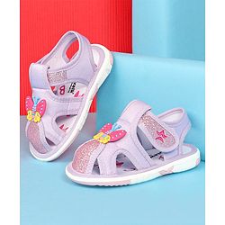 Cute Walk by Babyhug Velcro Closure Sandals with Butterfly Applique - Purple