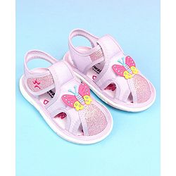 Cute Walk by Babyhug Velcro Closure Sandals with Butterfly Applique - Purple