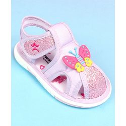 Cute Walk by Babyhug Velcro Closure Sandals with Butterfly Applique - Purple