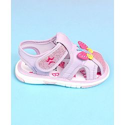 Cute Walk by Babyhug Velcro Closure Sandals with Butterfly Applique - Purple