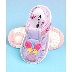Cute Walk by Babyhug Velcro Closure Sandals with Butterfly Applique - Purple