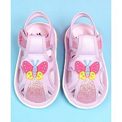 Cute Walk by Babyhug Velcro Closure Sandals with Butterfly Applique - Purple