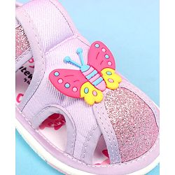 Cute Walk by Babyhug Velcro Closure Sandals with Butterfly Applique - Purple