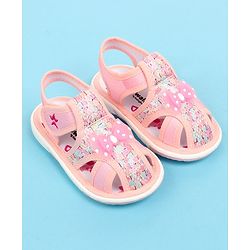 Cute Walk by Babyhug Sandals with Velcro Closure & Bow Applique - Pink