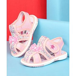 Cute Walk by Babyhug Sandals with Velcro Closure & Bow Applique - Pink