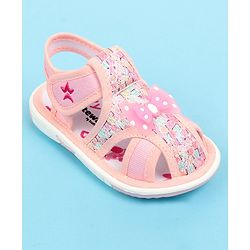 Cute Walk by Babyhug Sandals with Velcro Closure & Bow Applique - Pink