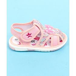 Cute Walk by Babyhug Sandals with Velcro Closure & Bow Applique - Pink