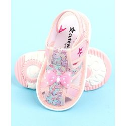 Cute Walk by Babyhug Sandals with Velcro Closure & Bow Applique - Pink