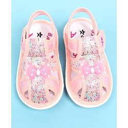 Cute Walk by Babyhug Sandals with Velcro Closure & Bow Applique - Pink