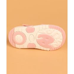 Cute Walk by Babyhug Casual Shoes With Velcro Closure & Bow Applique - Peach (Flower Colour May Vary)