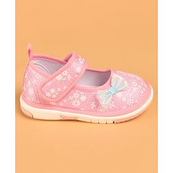 Cute Walk by Babyhug Casual Shoes With Velcro Closure & Bow Applique - Pink (Flower Colour May Vary)