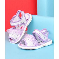 Cute Walk by Babyhug Velcro Closure  Sandal With Polka Dot Print & Frill Detailing - Purple