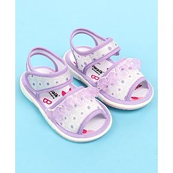 Cute Walk by Babyhug Velcro Closure  Sandal With Polka Dot Print & Frill Detailing - Purple