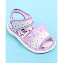 Cute Walk by Babyhug Velcro Closure  Sandal With Polka Dot Print & Frill Detailing - Purple