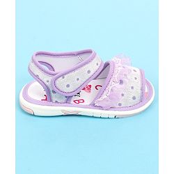 Cute Walk by Babyhug Velcro Closure  Sandal With Polka Dot Print & Frill Detailing - Purple
