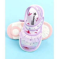 Cute Walk by Babyhug Velcro Closure  Sandal With Polka Dot Print & Frill Detailing - Purple