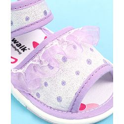 Cute Walk by Babyhug Velcro Closure  Sandal With Polka Dot Print & Frill Detailing - Purple