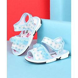 Cute Walk by Babyhug Velcro Closure  Sandal With Polka Dot Print & Frill Detailing - Blue