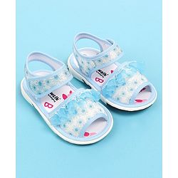 Cute Walk by Babyhug Velcro Closure  Sandal With Polka Dot Print & Frill Detailing - Purple