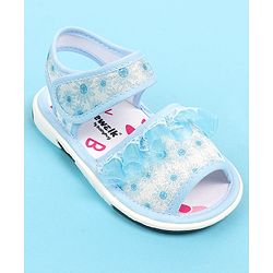Cute Walk by Babyhug Velcro Closure  Sandal With Polka Dot Print & Frill Detailing - Blue