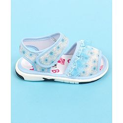 Cute Walk by Babyhug Velcro Closure  Sandal With Polka Dot Print & Frill Detailing - Purple